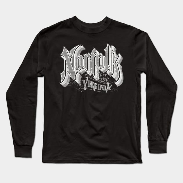 Vintage Norfolk, VA Long Sleeve T-Shirt by DonDota